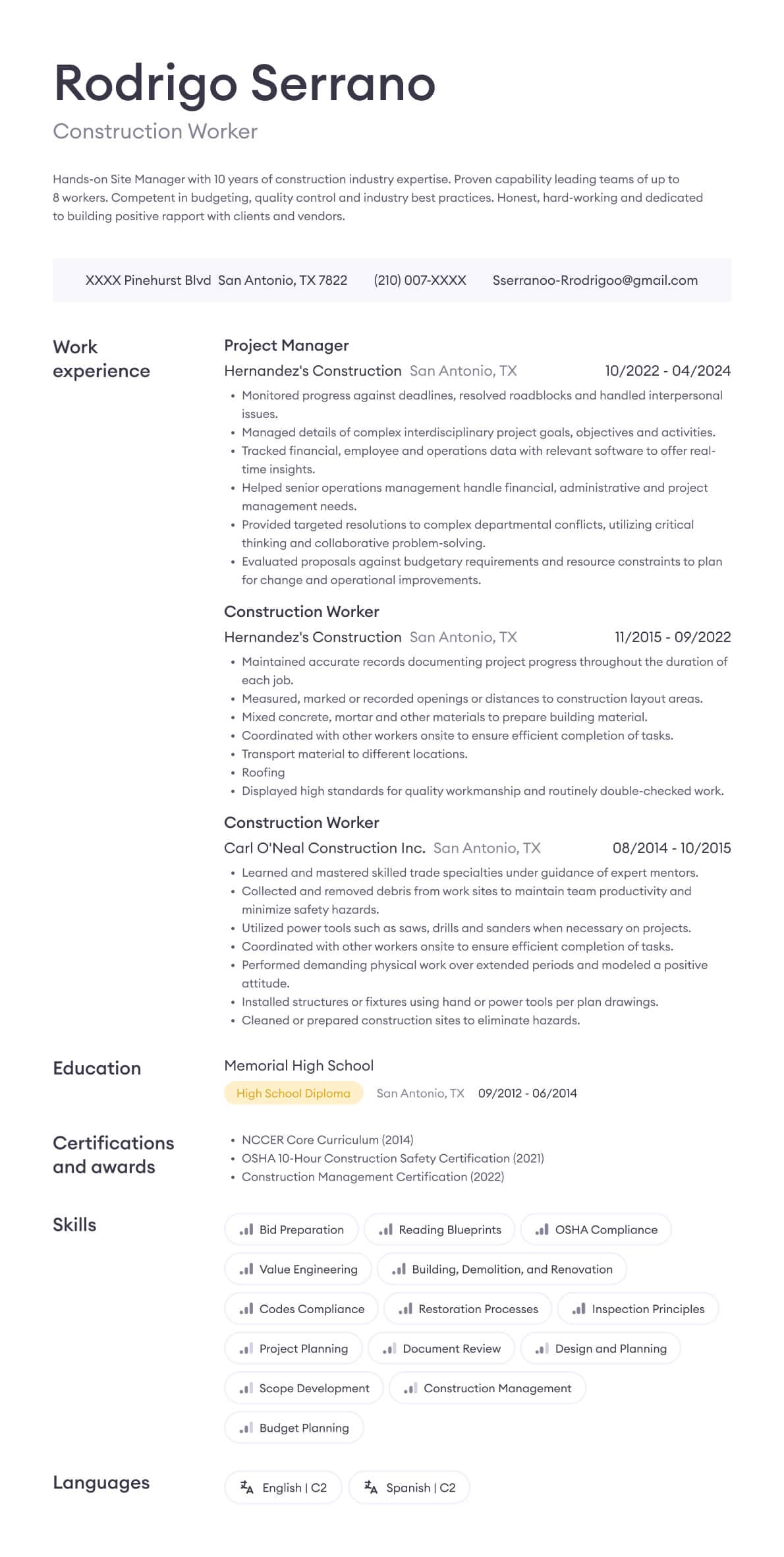 Resume example 4